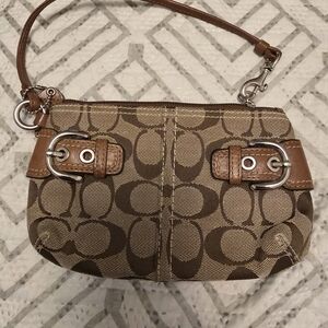 Coach Brown Signature Wristlet